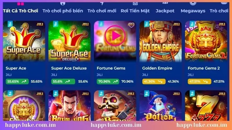 Game slots trên happyluke luôn được yêu thích Game slots trên Happyluke được đông đảo thành viên yêu thích